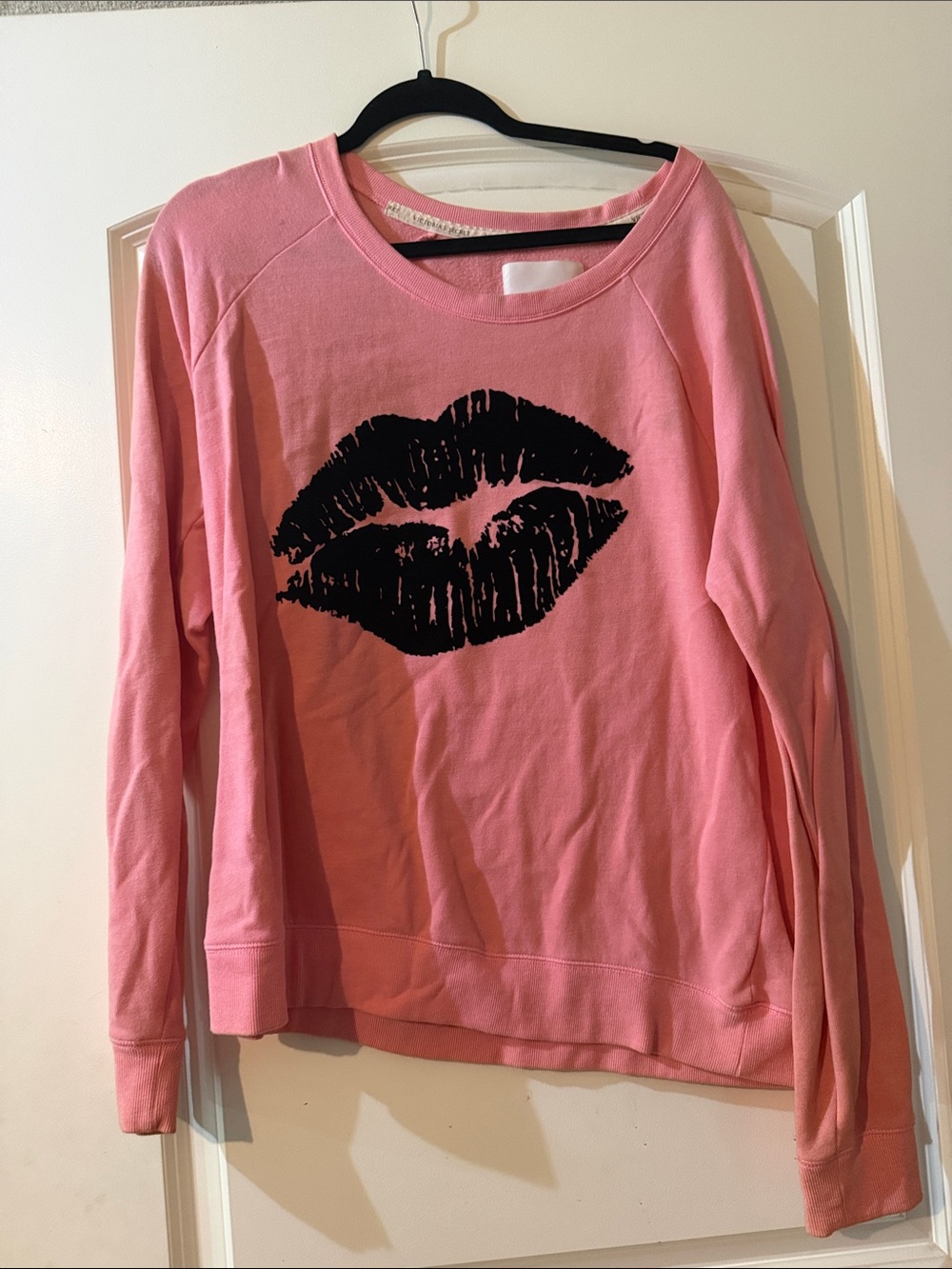 Victoria's Secret Pink Crewneck Sweatshirt with Black Lip Print